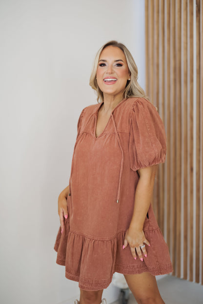 Riley Dress - Rust - FINAL SALE